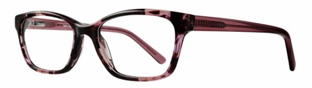 Square framed women's glasses in pink and purple tortoise patterns