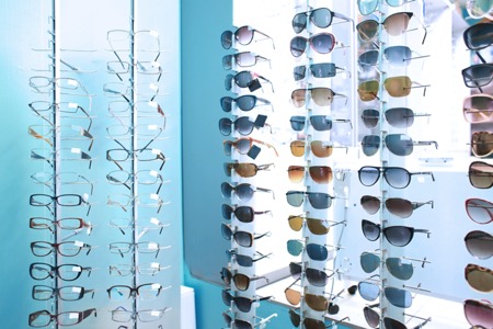 Wall of sunglasses & eyeglasses